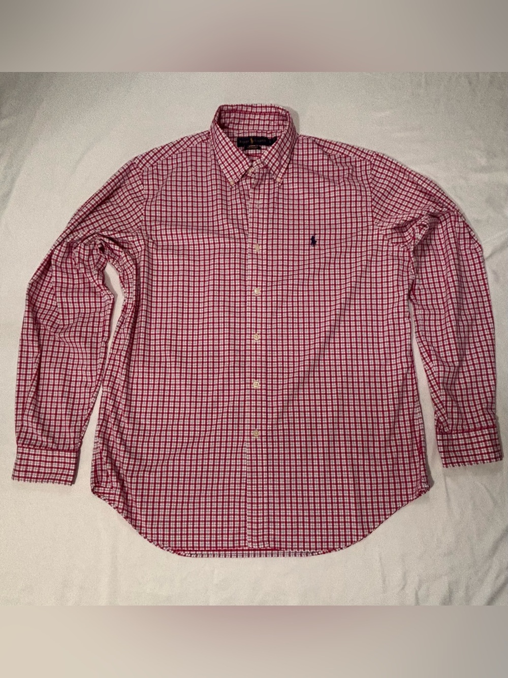Ralph Lauren Men’s Pink, Navy & White Check Button-Down Shirt
